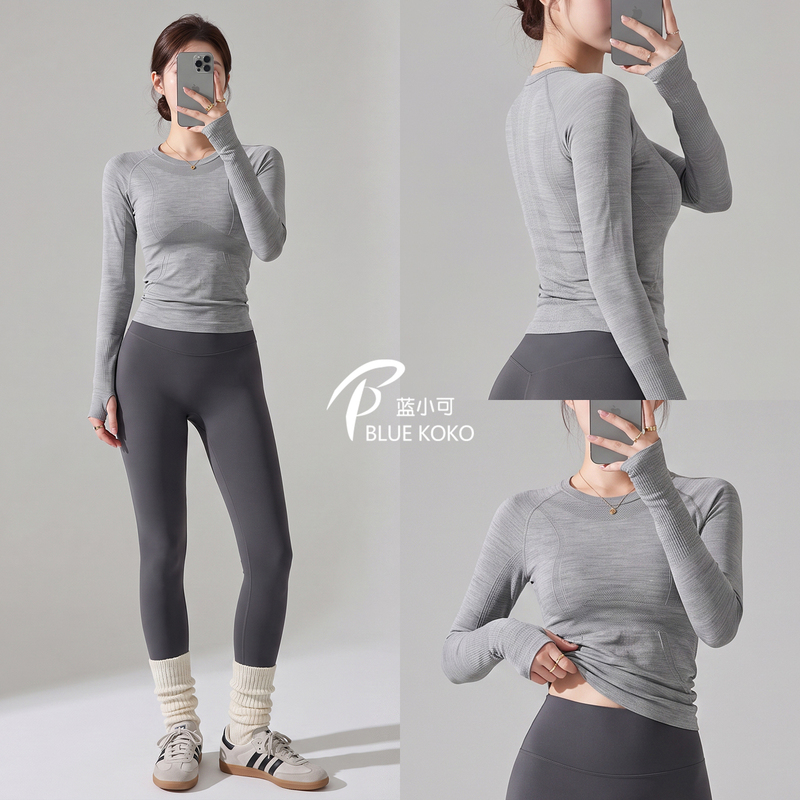 Blue Xiaoke Blue Yoga Clothes, Quick-Drying, Slim-Fitting, Slimming Fitness Clothes, Yoga Long-Sleeved Tops, Running Sports T-Shirts Blue Xiaoke Blue Yoga Clothes, Quick-Drying, Slim-Fitting, Slimming Fitness Clothes, Yoga Long-Sleeved Tops, Running Sports T-Shirts