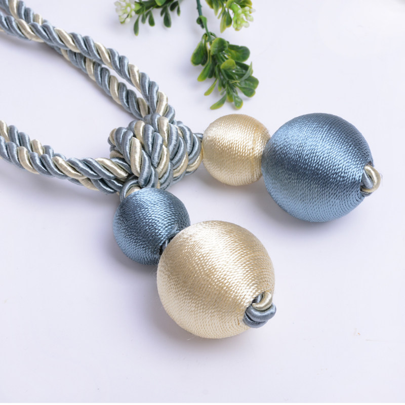 European style curtain straps tie rope tassel hanging ball versatile home living room bedroom curtain buckle strap double egg ball