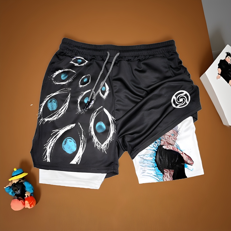 Anime Aliexpress Hot-Selling 3D Digital Printed Men's 2-in-1 Double-Layer Sports Shorts for Fitness, Running, Breathable and Sweat-Absorbent