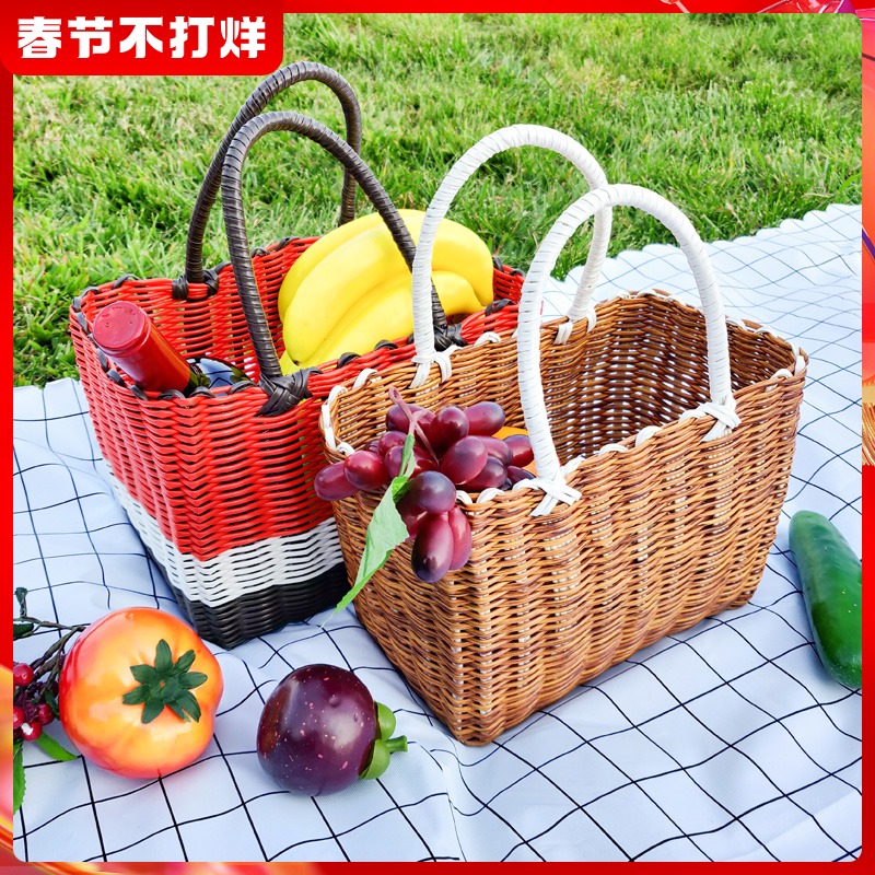 Picnic basket ins pet shopping fruit supplies tools buy vegetables hand basket bath storage basket food basket home