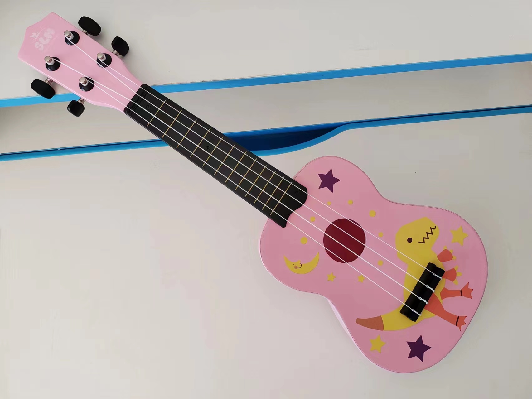 Four Strings Jukri Children Wood Small Guitar Pink Dinosaurs Early Teach Parent-child Musical Instruments Can Play-Taobao