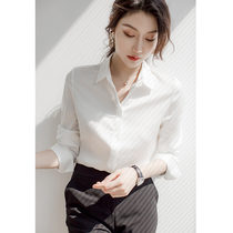 Canary Kiss white shirt womens 2021 new light professional casual ol silky breathable Western style top