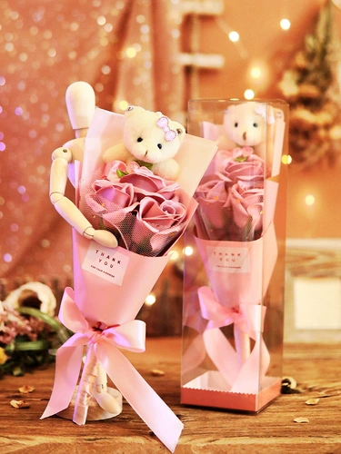 Мыло на день матери с розой в составе, подарочная коробка, подарок на день рождения