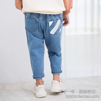 Spot sz Hàn Quốc mua mùa thu giặt màu rắn cộng với chất liệu denim mềm mại dành cho trẻ em quần jean lửng trẻ em