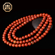 Jiyongfa Liangshan South Red Agate Bracelet Persimmon Red Iron Pulp Bracelet 108 Natural Buddha Bead Necklace 8mm