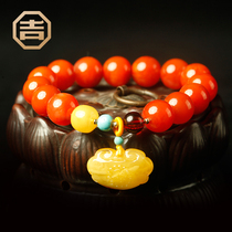 Ji Yongfa Liangshan Nanhong Bracelet Agate Bracelet Wasi Chuan Material Natural Buddha Beads With Beeswax Blood Pond Turquoise