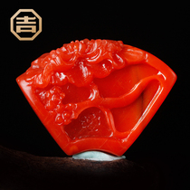 Ji Yongfa Yunnan Baoshan South Red Agate Pendant Carved Persimmon Red Natural Full Color Full Meat National Color Tianxiang