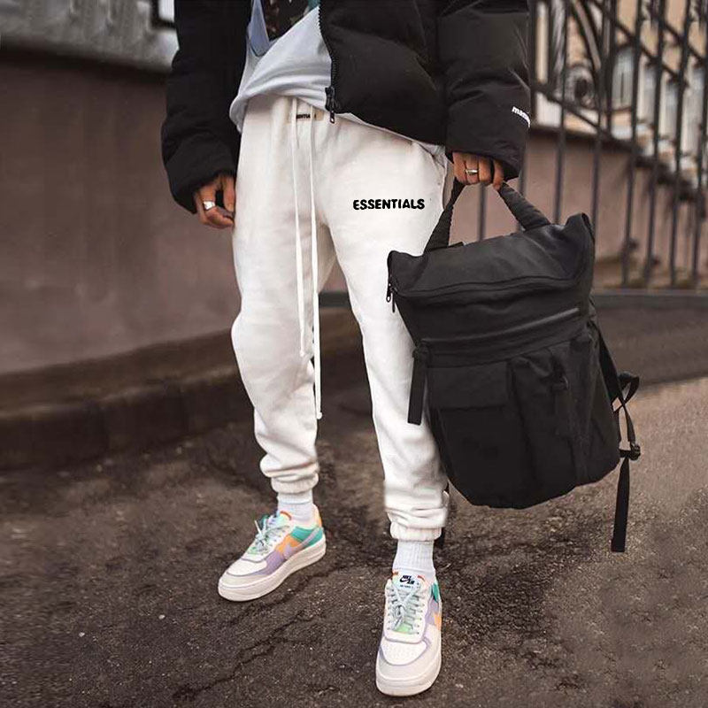 Spring Autumn Season Sports Pants Men Loose Pure Cotton Long Pants Running Casual Basketball Fitness Bunch Foot Tide Card American Sweatpants