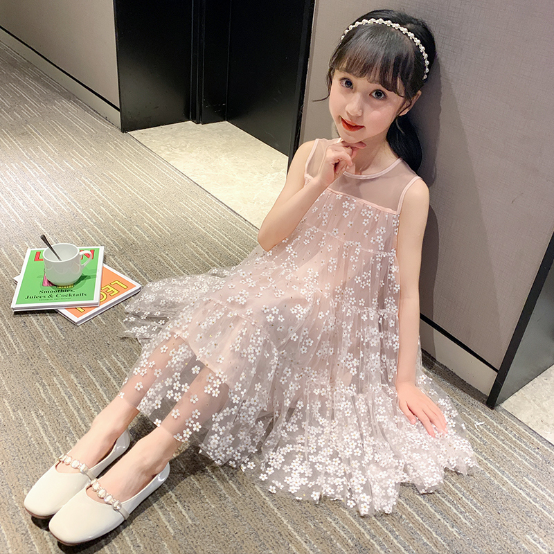 4 Cô gái mùa hè Hàn Quốc phiên bản của chiếc váy 8 chiếc váy 2020 mới cô gái sakura công chúa váy sling váy 7 tuổi 5.