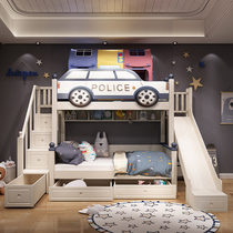 Full solid wood two-layer childrens bed Up and down bed Up and down wooden bed Bunk bed High and low bed Mother and child bed Police car bed slide