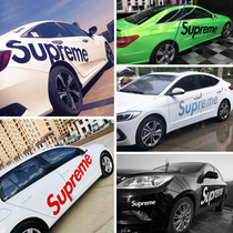 Net red car stickers supreme stickers car tide brand car stickers body stickers pull flower scratches popular trend black