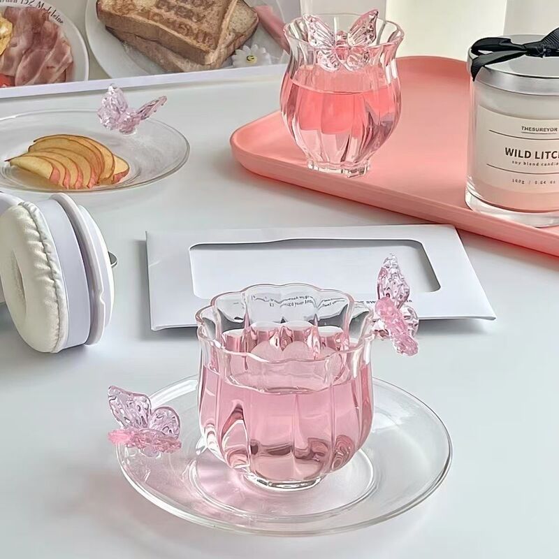 Highly Aesthetic Flower Goddess Cup, Narcissus Butterfly Cup, Coffee Cup, Creative Tea Cup, Heat-Resistant Glass Tea Cup, Tasting Cup, Goddess