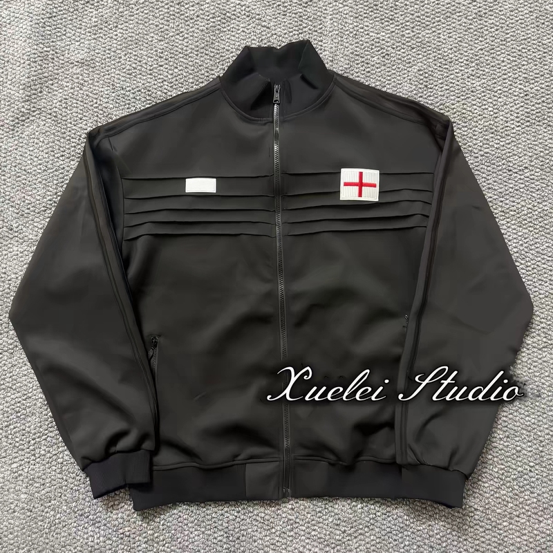 【Hot Item】Blood Tears Self-Embroidered 1982 Black England Training Uniform Cleanfit Jacket for Men and Women