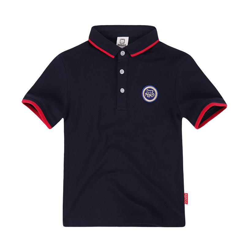 Chàng trai POLO áo T-shirt trẻ em cotton t-shirt mùa thu ngắn tay trẻ em lớn trẻ em dài tay của ve áo polo ve áo nhỏ