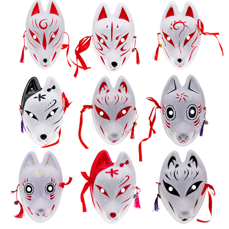 Adult big fox mask cat face vibrato with the same fox demon Japanese style and wind cosplay masquerade adult costume