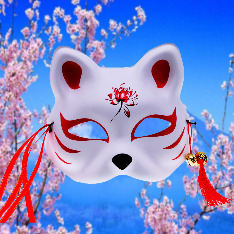 Cute cat face mask Chinese style mask cat model vibrato little fox selfie COS mask Hanfu with tassel