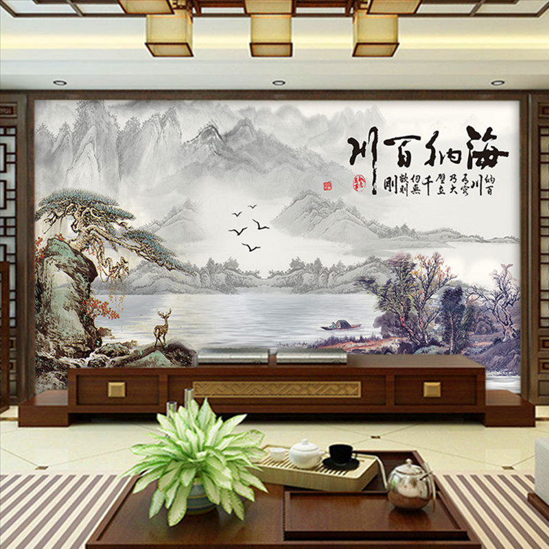 TV Background Wallpaper 3D stereoscopic landscape painting 5D fresco modern Chinese living room sofa background wallpaper