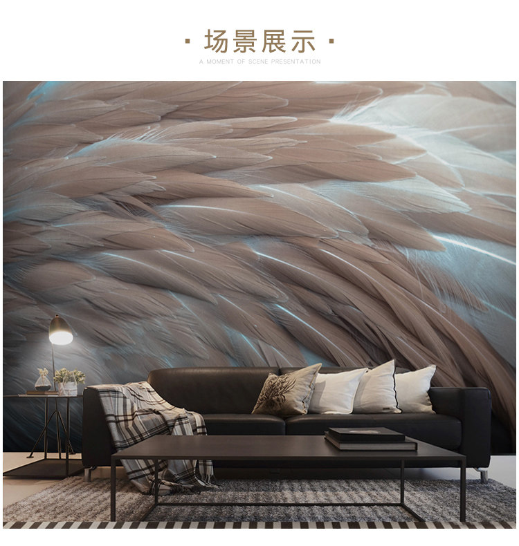 Nordic TV Background Wall 3d Cubist Feather Wallpaper Brief Modern Living Room Bedroom Background Seamless Wallpaper Fresco-Taobao