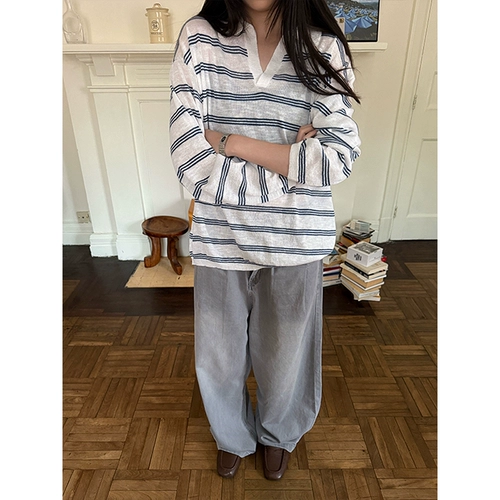 Белая трикотажная футболка polo, тонкий лонгслив, в американском стиле, защита от солнца, V-образный вырез