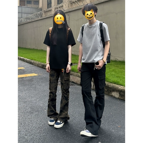 Камуфляжные летние штаны, джинсы, в американском стиле, свободный прямой крой