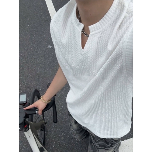 Белая летняя майка, шелковая футболка без рукавов, жилет для спортзала, V-образный вырез, в американском стиле