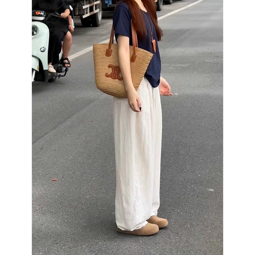 Летние тонкие шелковые штаны для отдыха, из хлопка и льна, свободный крой