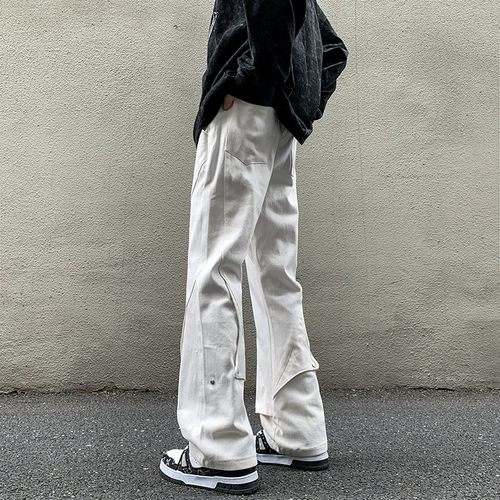 Небольшие штаны, дизайнерская белая униформа медсестры, джинсы, штаны-клёш, в американском стиле, осенние, изысканный стиль