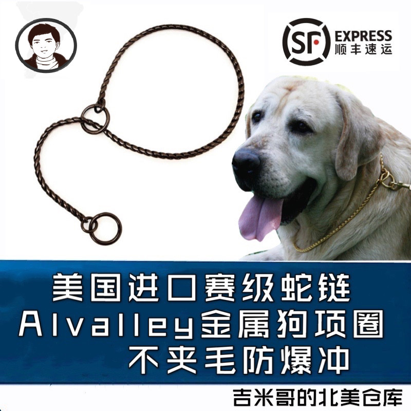 The United States imports ALVALLEY metal snake chain dog rope dog chain P chain collar competition-level traction rope traction is not stuck