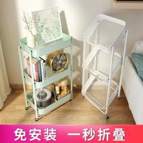 Shelf mobile wheel bedroom mop broom mop broom storage rack small layered non-slip floor-standing special purpose