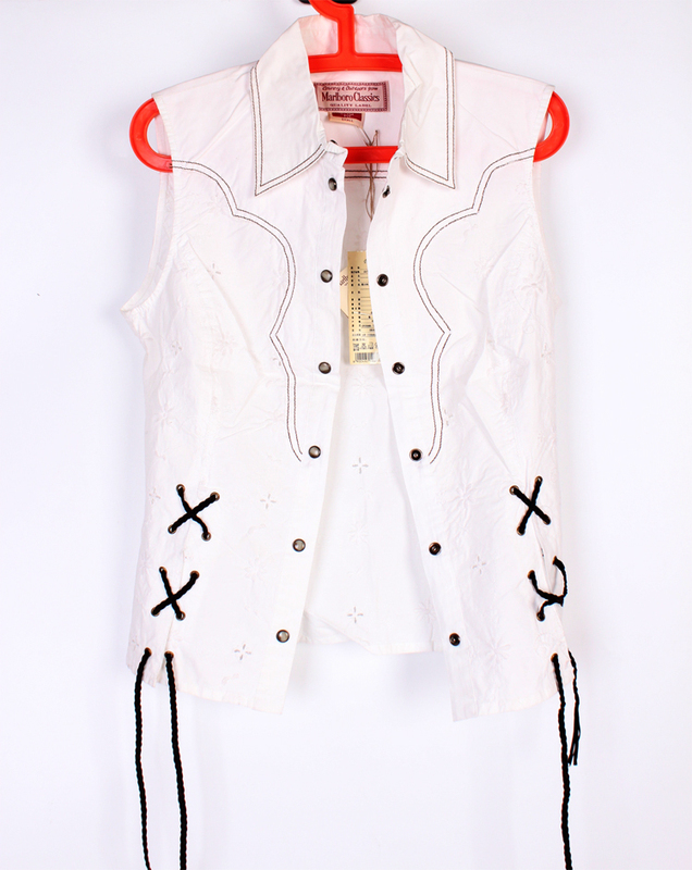 Marlboro Slim-Fit Cotton Sleeveless Shirt American Casual Washed Vintage Women's Shirt Summer New Style