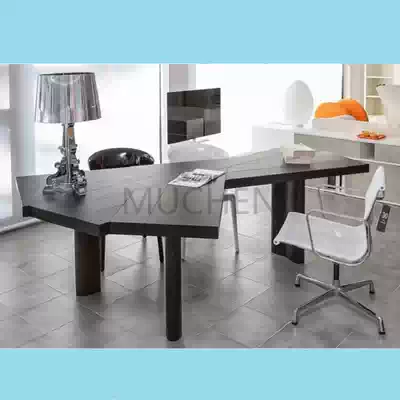 Nordic light luxury modern desk Special-shaped solid wood desk Computer desk Simple boss table Designer workbench