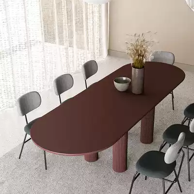 Nordic full solid wood conference table Light luxury desk Modern minimalist negotiation table dining table Oval long table Treasurer recommended