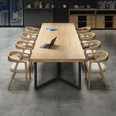 Industrial style solid wood desk Modern simple wrought iron table feet Conference table workbench Computer table desk training table