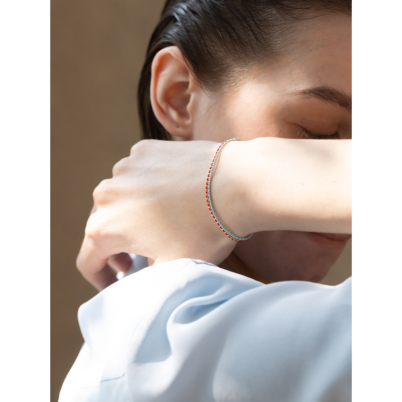 Ruonai Jewelry Is the Queen of Layering! 18K White Gold Blue Silk Bracelet / Hydrating Energy Soothing Close-Fitting Jewelry Gift