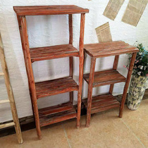 Old solid wood shelves storage shelves storage shelves antique crafts home garden decorations flower rack shop window ornaments