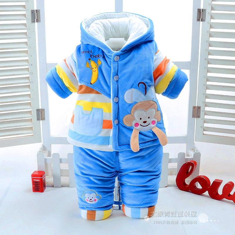 Quần áo cotton cho bé hai bộ quần áo nam và nữ Áo khoác cotton cho bé Bộ đồ vest trẻ em mùa thu đông quần áo trẻ em xuất khẩu