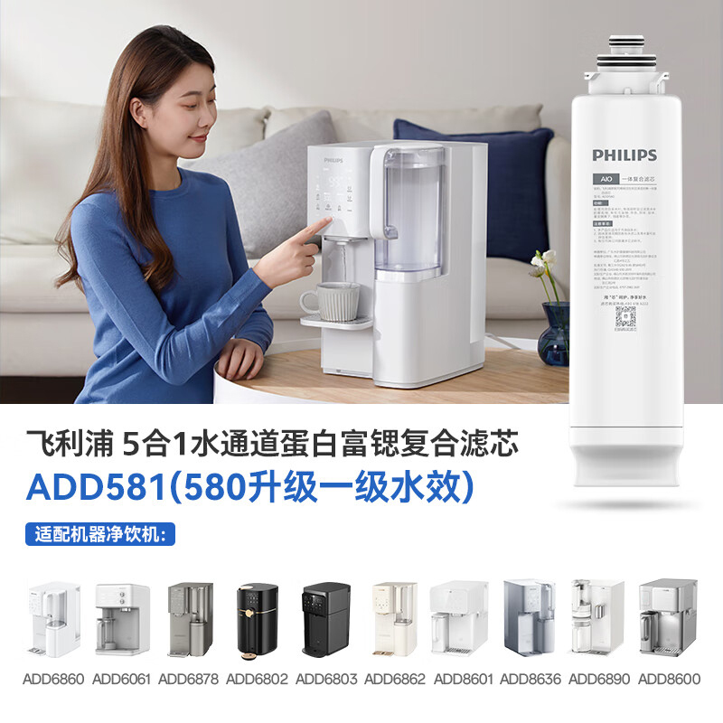 Philips Water Purifier Original Filter Element Add581/580 Is Suitable for Add6860/6876/6876/8606, Etc