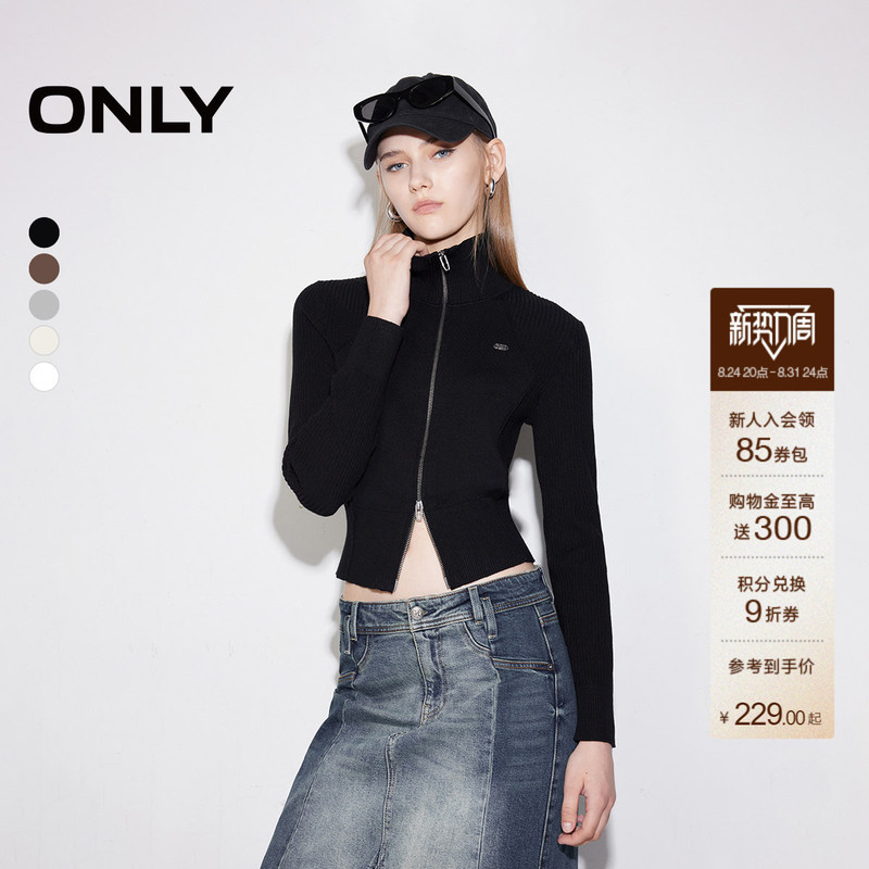 Only2026 Autumn Versatile Warm and Comfortable Turtleneck Solid Color Slimming Short Cardigan Knit Top for Women