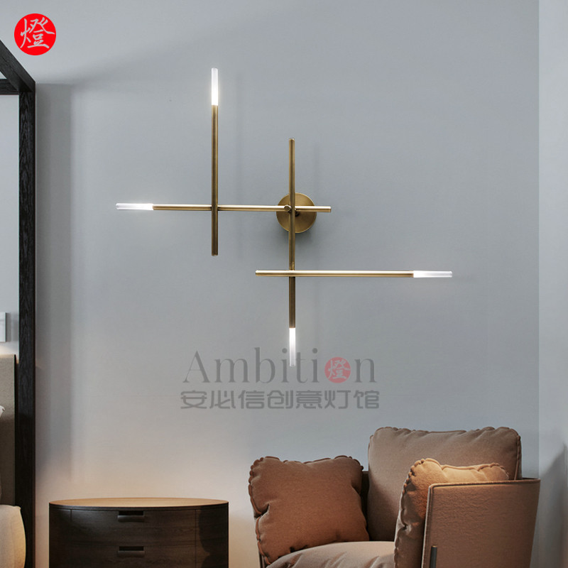 Nordic Postmodern Living Room Background Wall Lamp Light Lavish Minimalist Bedroom Bookroom Light Hotel Aisle Cross Wire Strip Lamp