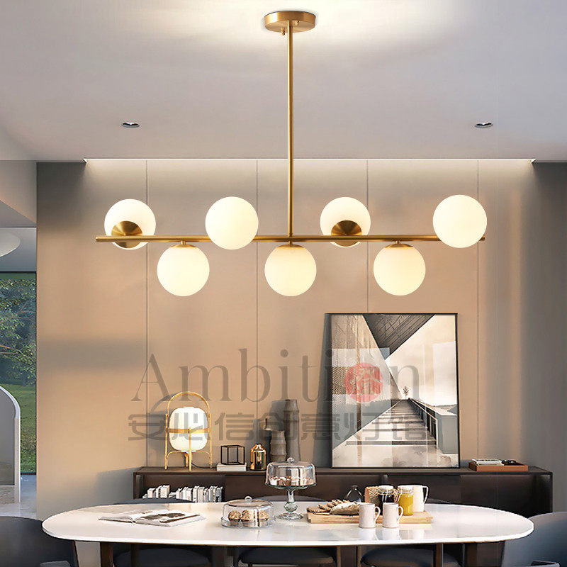 All-copper American restaurant chandelier Nordic Creative Club of the study lamp modern minimal designer Magic bean molecular lamps