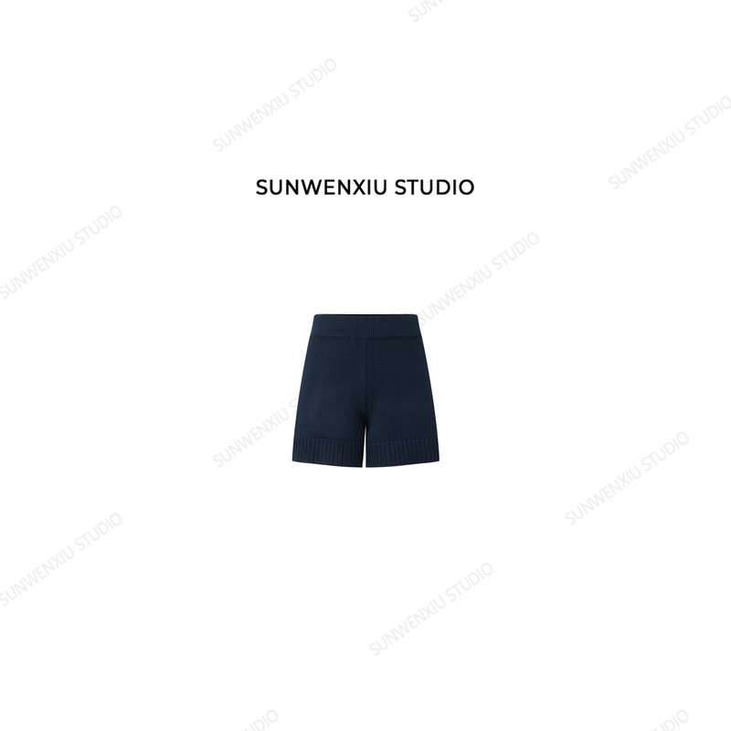 Swx Studio Knit Shorts, Easy to Match, Basic Versatile Casual Elastic Waist Knit Shorts 1104