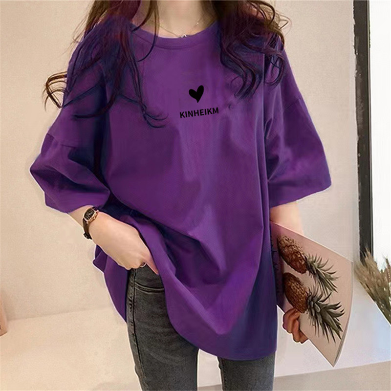European Style Long Short-Sleeved T-Shirt for Women, Covers the Hips, Plus Size, Loose, Lazy Style, Student, Trendy, Slightly Chubby Girls' Top ins