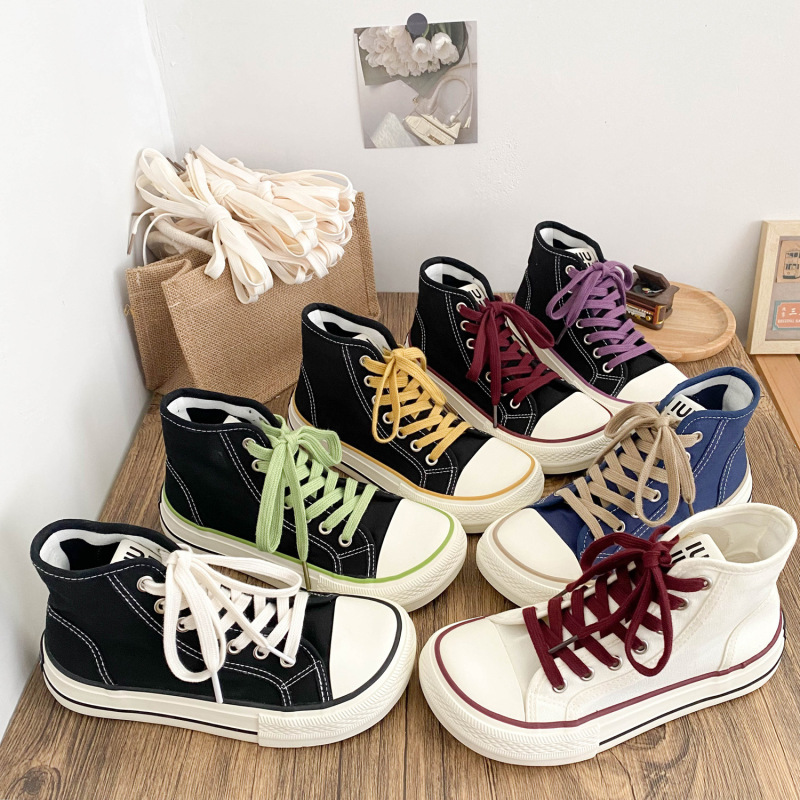 High-Top Canvas Shoes for Women, Soft-Soled, Very Stylish, Comfortable and Not Tiring for the Feet, Suitable for Wide Feet, Large Feet, and High-Waisted White Shoes High-Top Canvas Shoes for Women, Soft-Soled, Very Stylish, Comfortable and Not Tiring for the Feet, Suitable for Wide Feet, Large Feet, and High-Waisted White Shoes