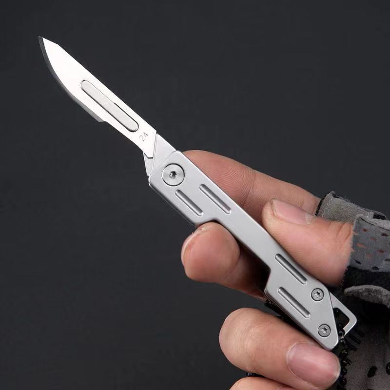 Stainless Steel Utility Knife Outdoor Foldableing Keychain Knife Quick Disassembly No. 24 Surgical Blade Portable Edc Paper Knife