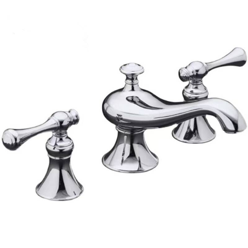 Liyihua K-8660 Basin Faucet with Three Holes and Two Handles, Classic Gold and Silver Color, All-Copper Pull-Out Hot and Cold Water Faucet for Washbasin Liyihua K-8660 Basin Faucet with Three Holes and Two Handles, Classic Gold and Silver Color, All-Copper Pull-Out Hot and Cold Water Faucet for Washbasin