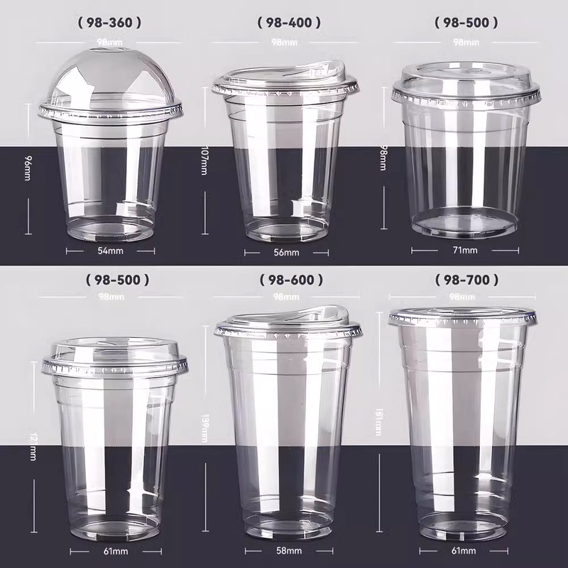 Milk Tea Cup, Disposable Cup, Pet Thickened Cold Drink Cup, Household Transparent Coffee Cup with Lid, Commercial Disposable Cup