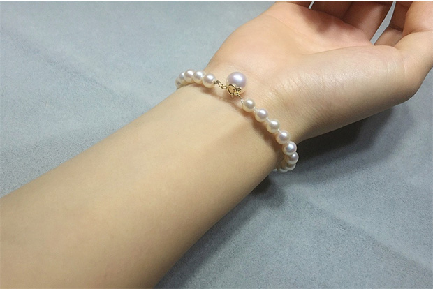 Zhou Zirun Nhật Bản akoya ngọc trai biển tự nhiên vòng tay ngọc trai kích thước vòng tay vàng 18K chính hãng - Vòng chân lắc chân pnj