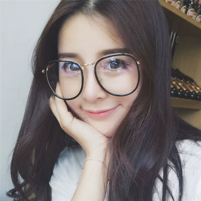 Phiên bản Hàn Quốc tùy chỉnh của hộp lớn hipster trang trí gương phẳng thời trang retro có thể được trang bị khung kính cận thị cho nam và nữ - Kính khung tròng kính siêu mỏng 1.76