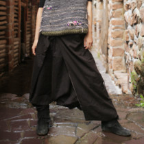 Free ~ Original design irregular hand-dyed wandering literary style style loose big crotch pants casual pants