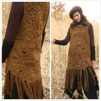 Uncommon ~ Qianai original literature and art fan retro pure handmade heavy industry stone chime pure wool line tassel dress